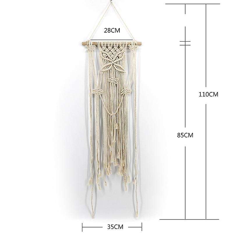 Hand Knotted Art Cotton Bohemian Tapestry with Tassel for Boho Home