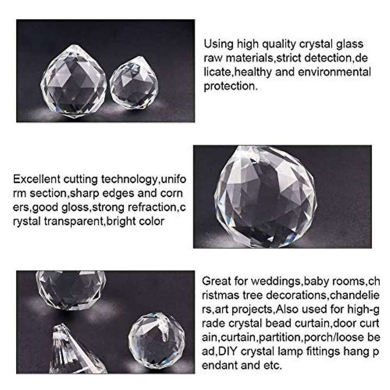 15 Pcs Crystal Balls Pendants Maker Hanging Crystals Prisms 30mm