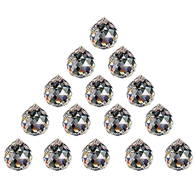 15 Pcs Crystal Balls Pendants Maker Hanging Crystals Prisms 30mm