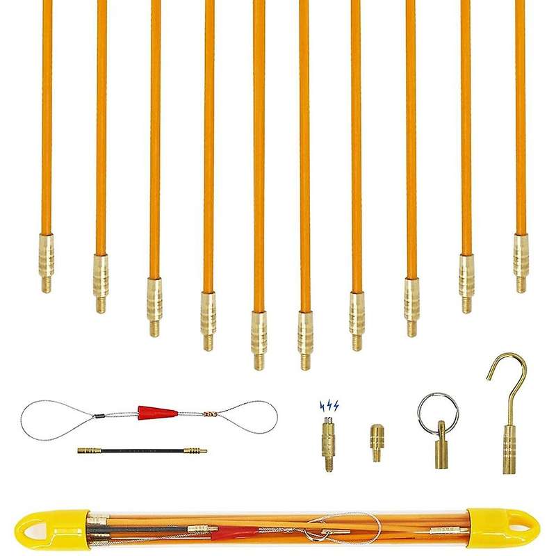 12.59ft Fiberglass Running Wire Puller Grip Fish Tape Push Pull Rod