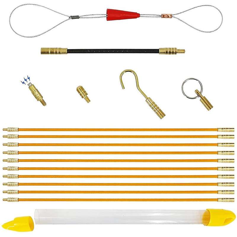 12.59ft Fiberglass Running Wire Puller Grip Fish Tape Push Pull Rod