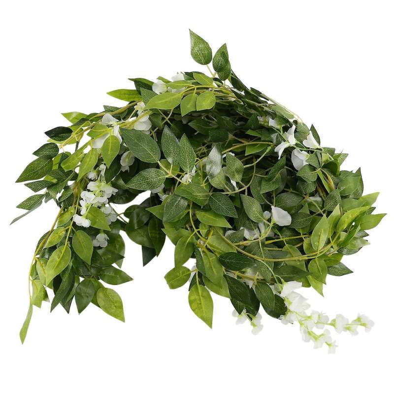 4 Pcs Flower Garland Wisteria Artificial Flowers Plants (white)