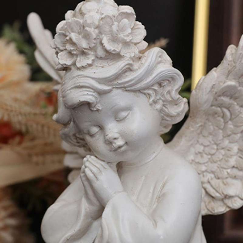 2pcs Resin White Thinking Angel Statue Nordic Home Desktop Decoration