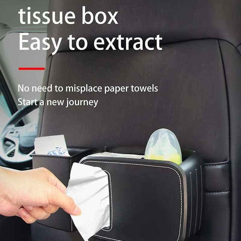 3 In 1 Car Organizer Storage Seat Back Hanging Tissue Box Trash Bin