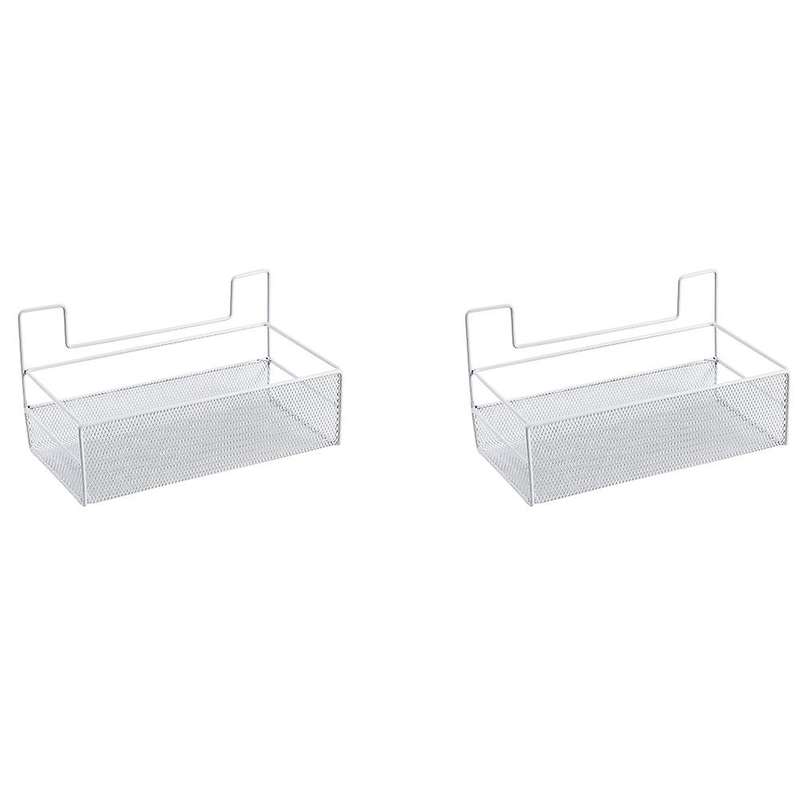 2pcs Toilet Iron Rack Wall Hanging Bathroom Shower Rack (white M)