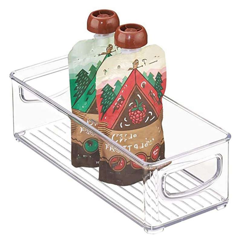 2x Stackable Plastic Food Storage Bin with Handles for Kitchen Pantry