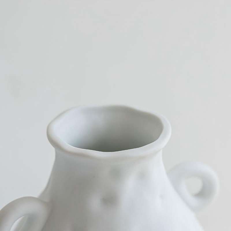 Handmade Home Plain Pottery Dried Flower Vase Stoneware Long Neck