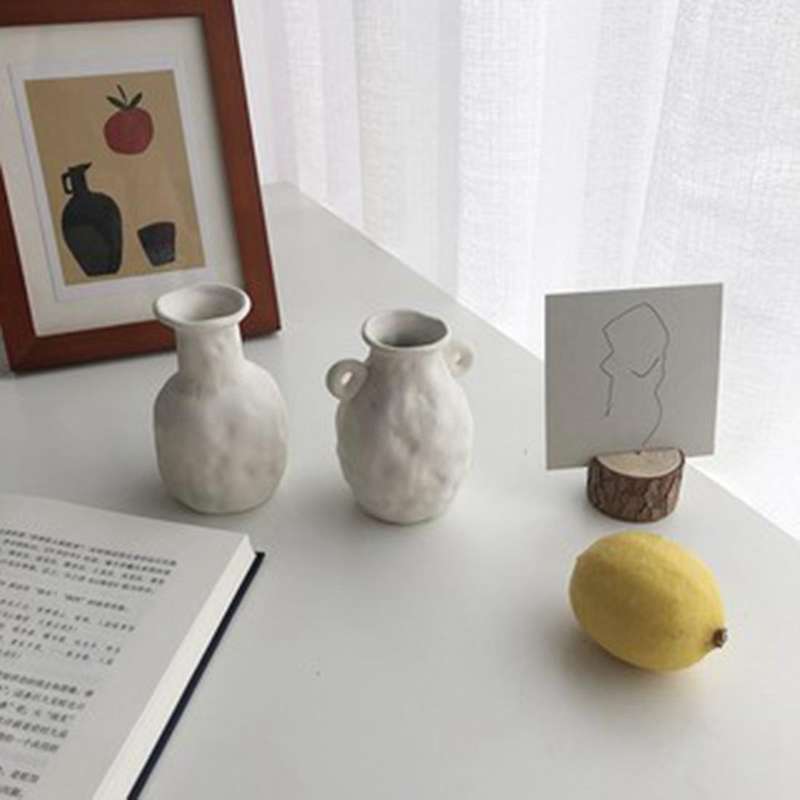 Handmade Home Plain Pottery Dried Flower Vase Stoneware Long Neck
