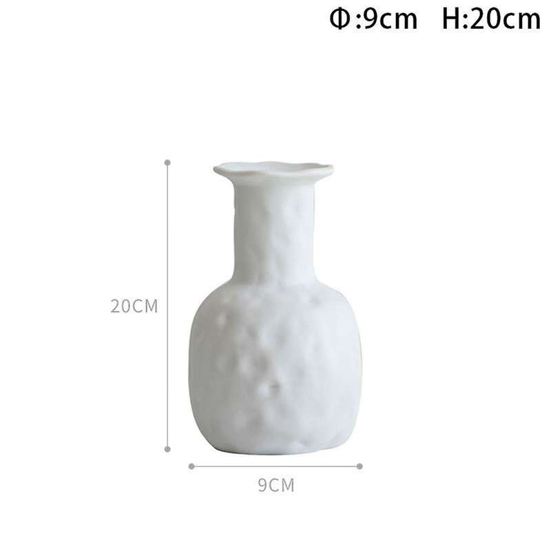 Handmade Home Plain Pottery Dried Flower Vase Stoneware Long Neck