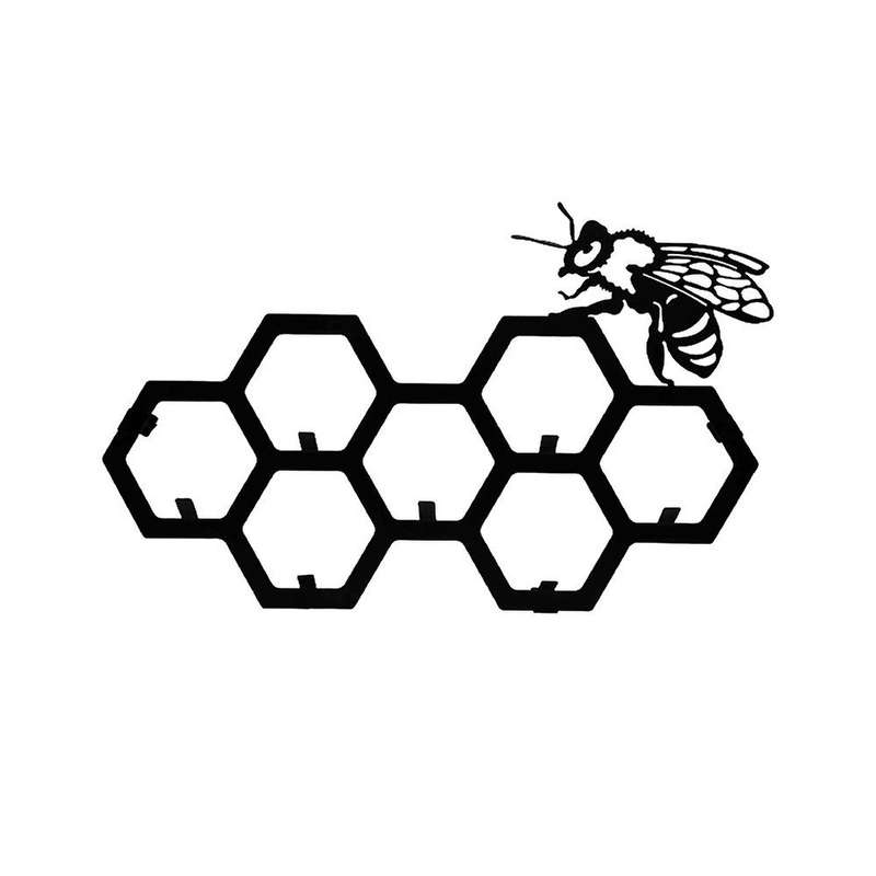Metal Bee Hanger Wall Mount, Bee & Honeycomb for Entrance, Coat & Hat