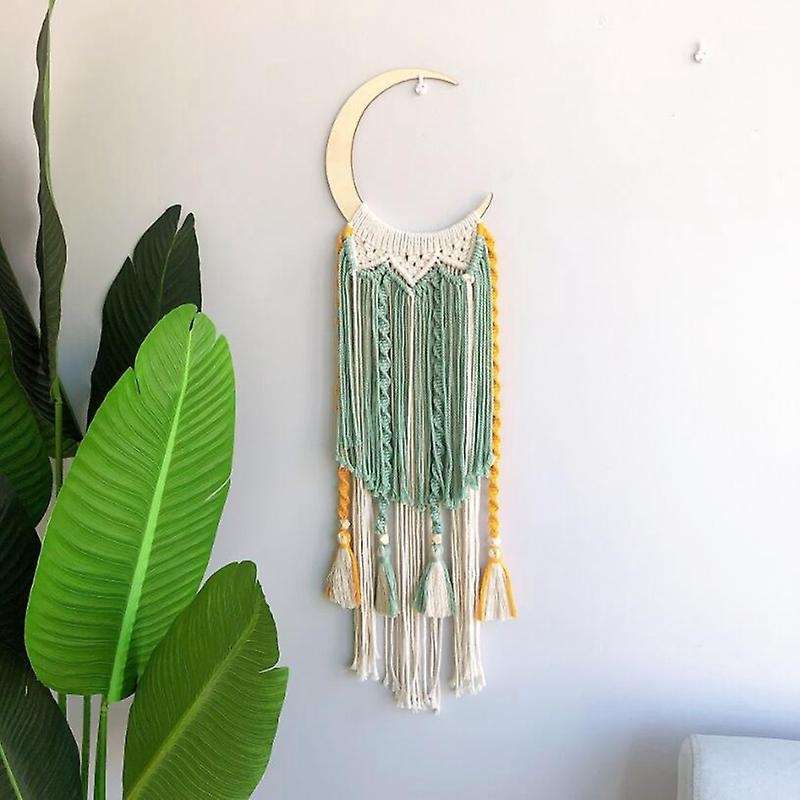 Moon Macrame Tapestry Wall Boho Decor Leaf Macrame Wall Hanging
