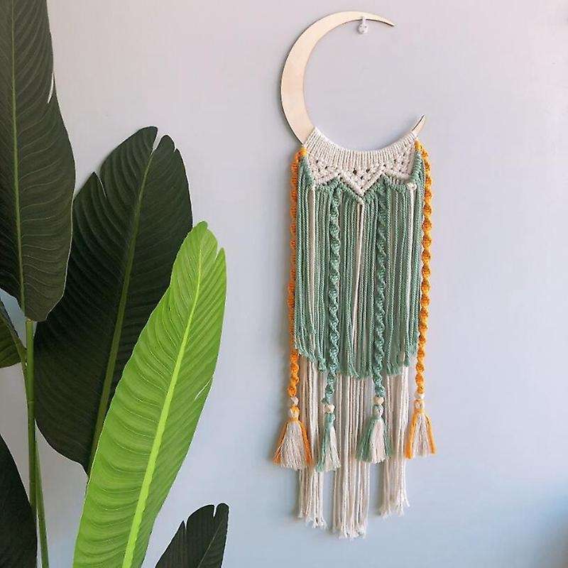 Moon Macrame Tapestry Wall Boho Decor Leaf Macrame Wall Hanging