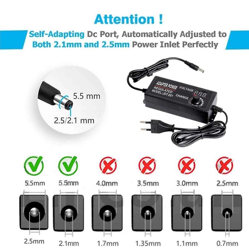 Ac Adjustable Power Supply 3v-24v 3a Ac Dc Universal Adapter Us Plug