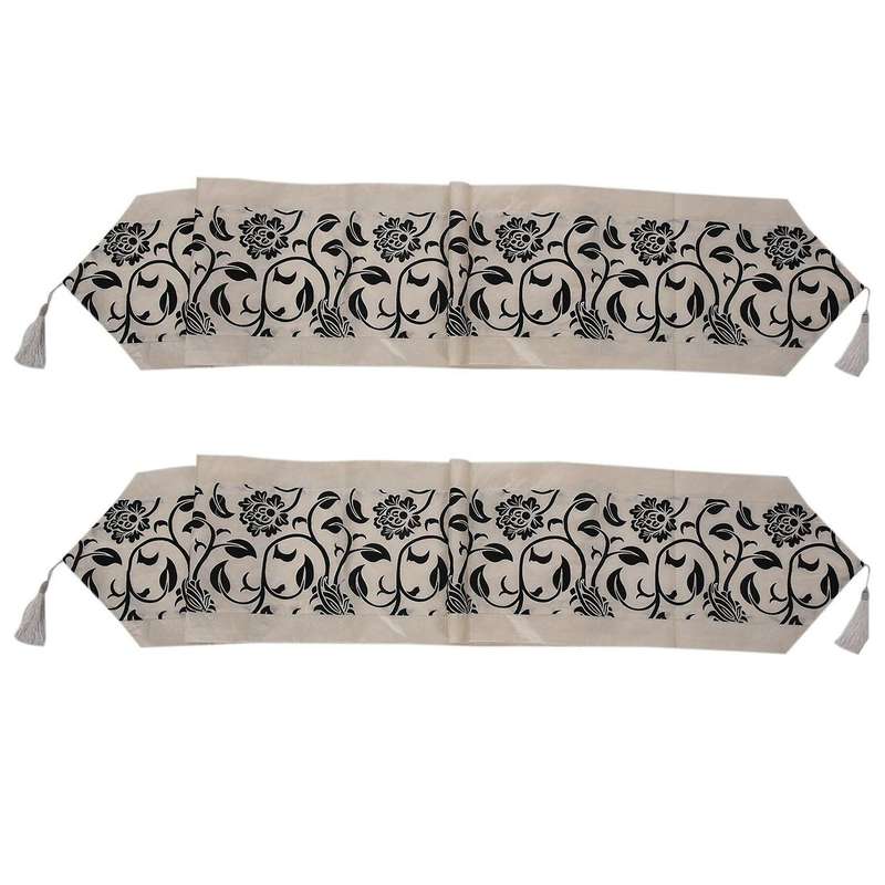 2x Fashion Accessories Flower Tablecloth Table Runner (beige)