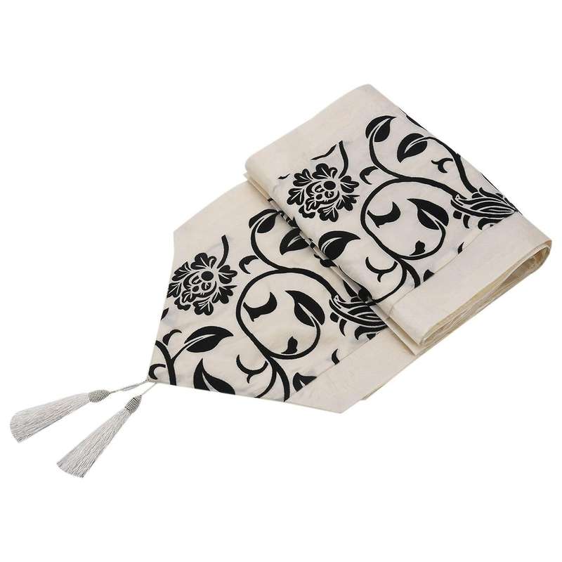 2x Fashion Accessories Flower Tablecloth Table Runner (beige)