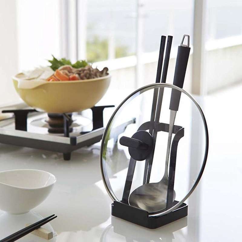 Pot Lid Rack Rest Stand Spoon Holder Pot Lid Shelf Cooking White