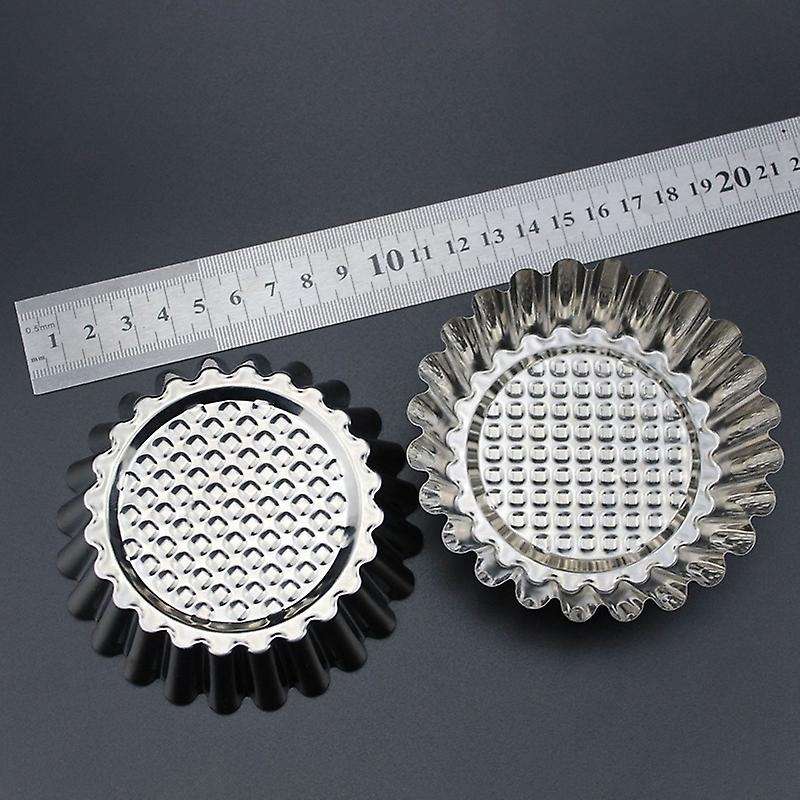20pcs Stainless Steel Egg Tart Mold Round Shape Fluted Baking Cups