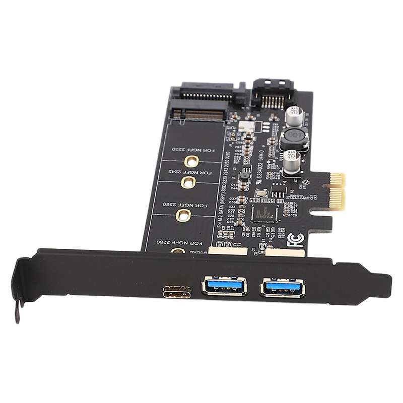 Dual Usb3.0 & Type-c M.2 Pcie Adapter M2 Ssd Sata B Key to Pci-e