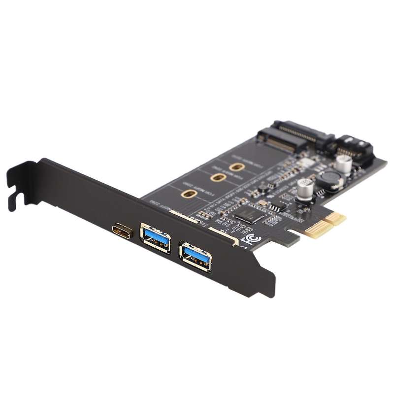 Dual Usb3.0 & Type-c M.2 Pcie Adapter M2 Ssd Sata B Key to Pci-e