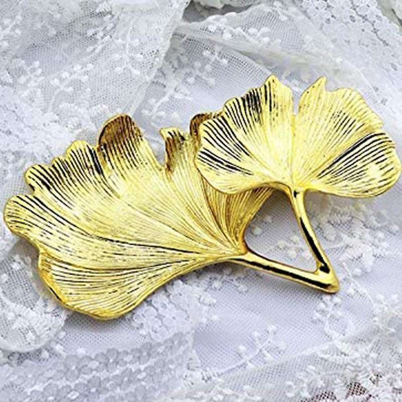 Gold Leaf Ginkgo Biloba Leaf Decorative Tray Gold Jewelry Tray