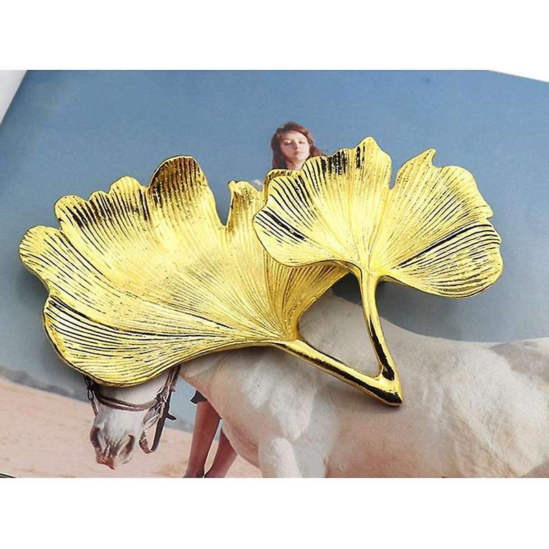 Gold Leaf Ginkgo Biloba Leaf Decorative Tray Gold Jewelry Tray