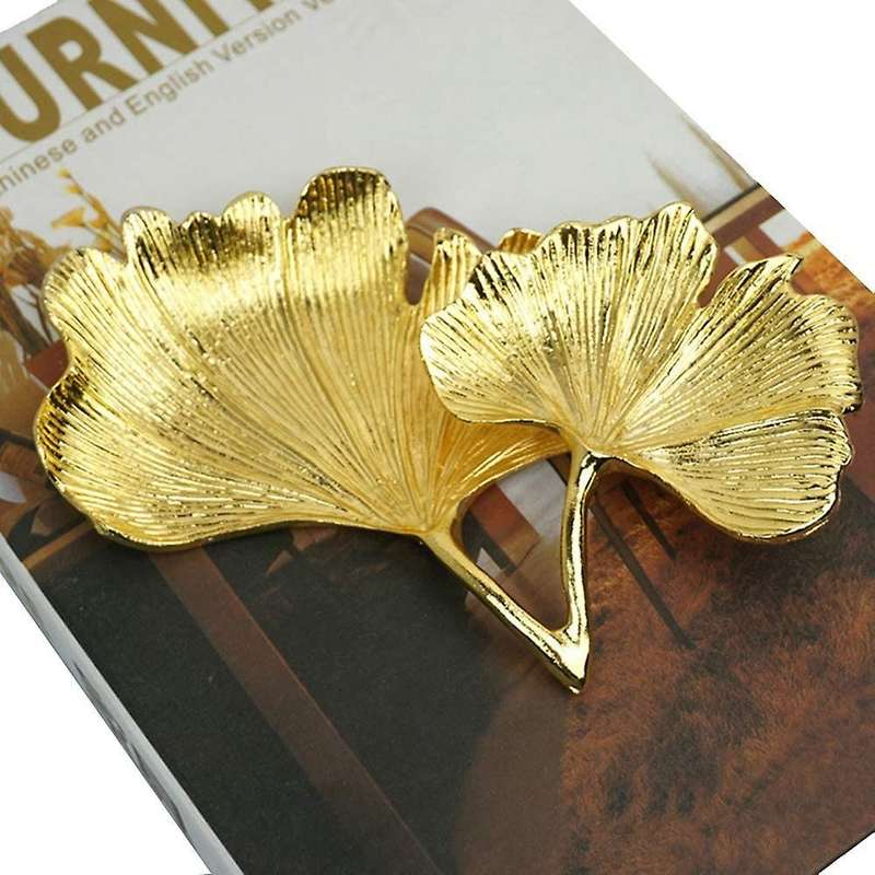 Gold Leaf Ginkgo Biloba Leaf Decorative Tray Gold Jewelry Tray
