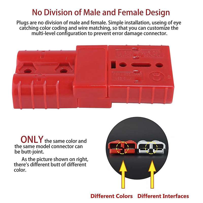 2pcs 2-4 Awg 175a Battery Power Connector Kit for Winch Trailer Red