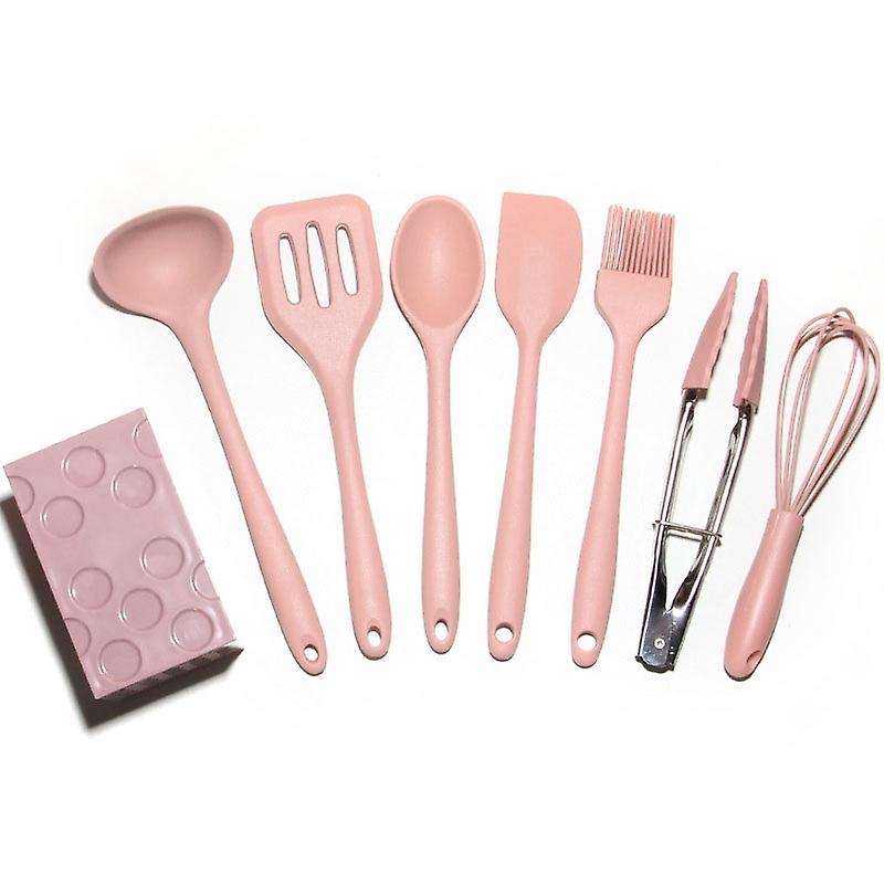 8-piece Mini Kitchenware Set Non-stick Pan Mini Silicone Small,pink