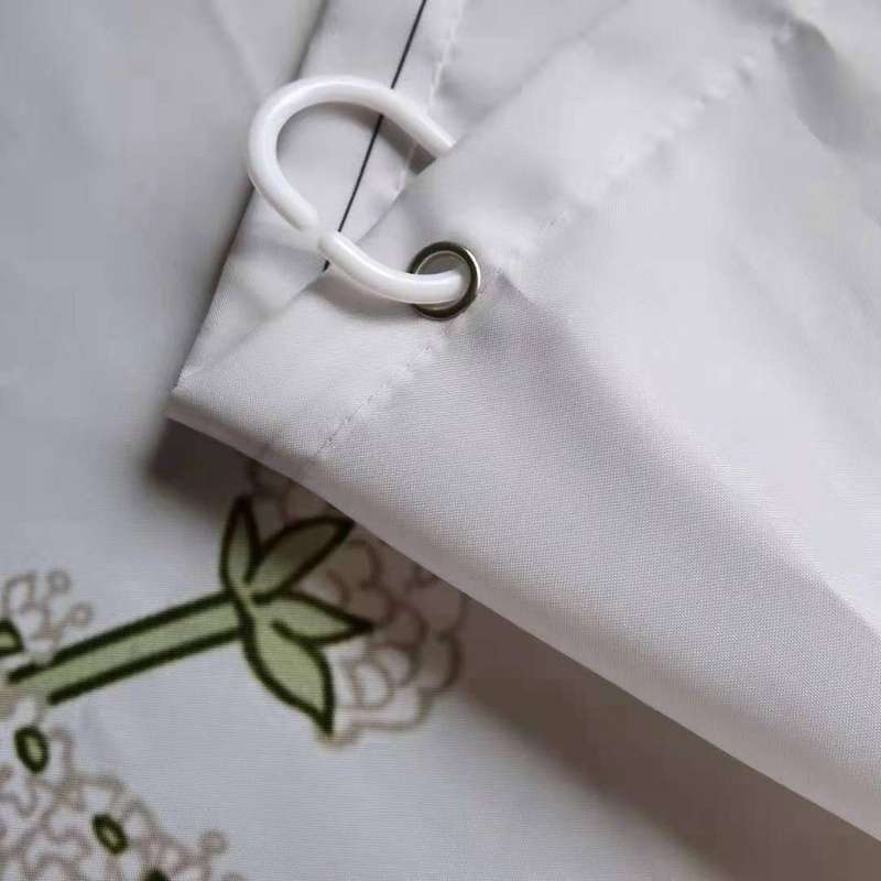 Green Tropical Shower Curtains Leaves Printed Curtains for Bathroom
