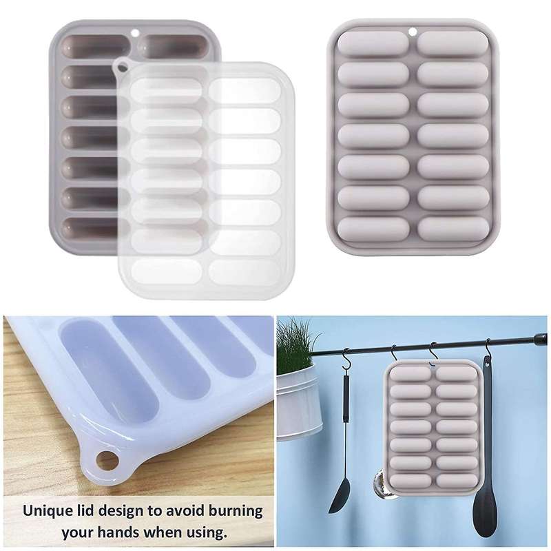 2pcs 14 Cavity Granola Bars Molds for Cereal, Sausage,chocolate, Gray