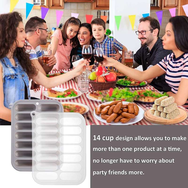 2pcs 14 Cavity Granola Bars Molds for Cereal, Sausage,chocolate, Gray