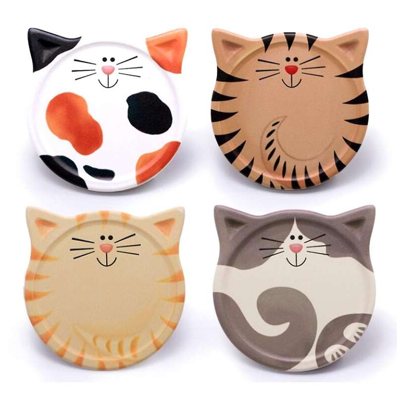 4 Pcs Drink Coaster,water-absorbing Ceramic Coaster,cute Cat Coaster