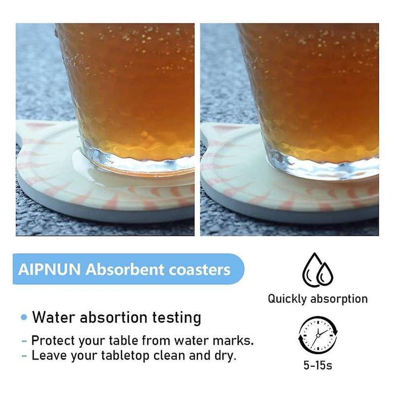 4 Pcs Drink Coaster,water-absorbing Ceramic Coaster,cute Cat Coaster