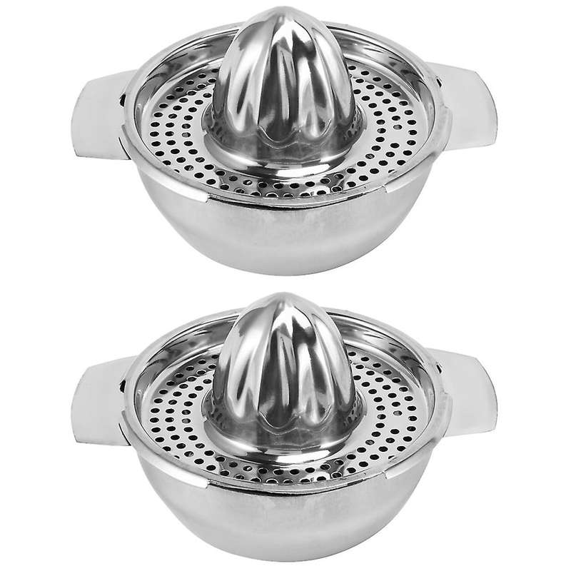 2x Stainless Steel Juice Reamer Glass Manual Juicer Orange Squeezer