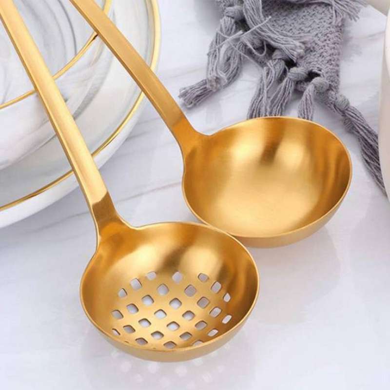Gold Soup Ladle Colander Set,stainless Steel Spoon,for Cooking(4 Pcs)