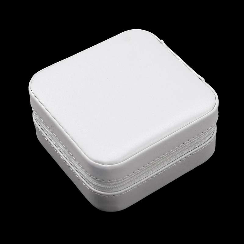 Portable Jewelry Box Zipper Pu Storage Boxes for Womenwhite
