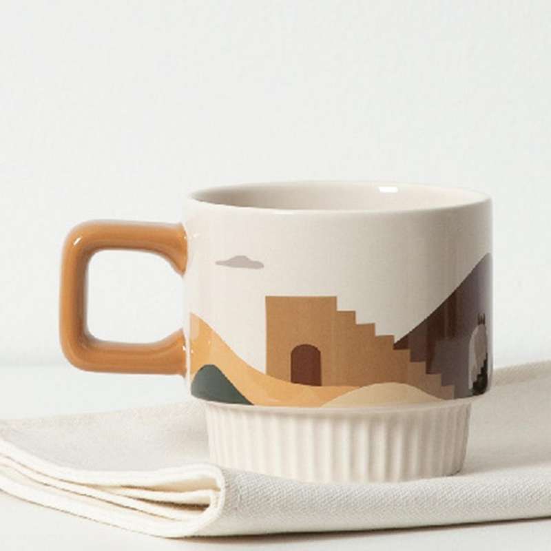 Big Handle Japanese Ceramic Coffee Mug for Coffee Tea Water Mug B