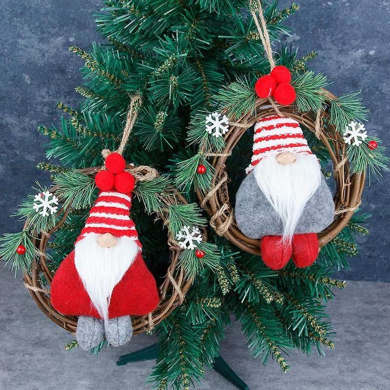 Christmas Pendant Decorations Faceless Old Man Rattan Ring Pendant