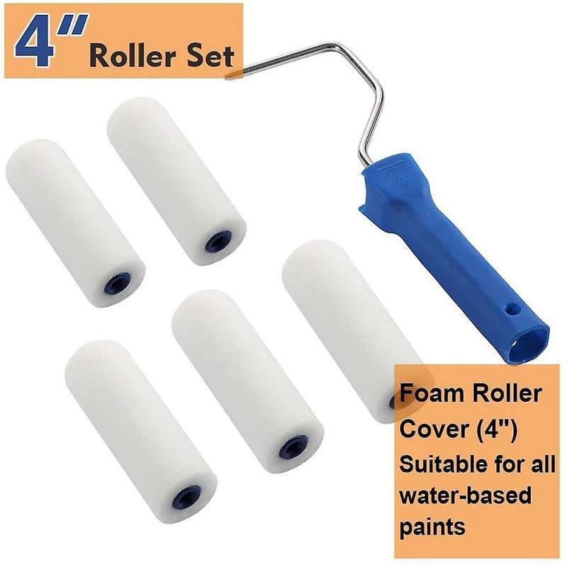Foam Paint Roller Kit -paint Tray Set 4 Inch Roller Covers for House
