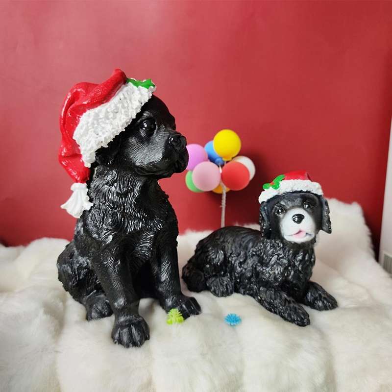Resin Crafts with Christmas Ball Hat Dog Ornaments B