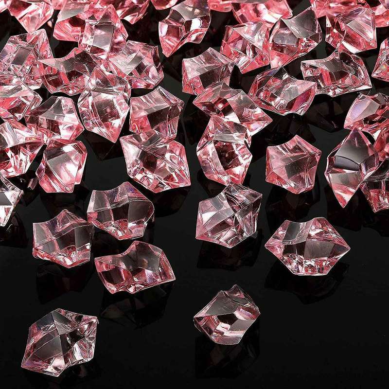 1.1lb/500g Fake Ice Square S Acrylic Stones Pink 0.55 X 0.43 Inch