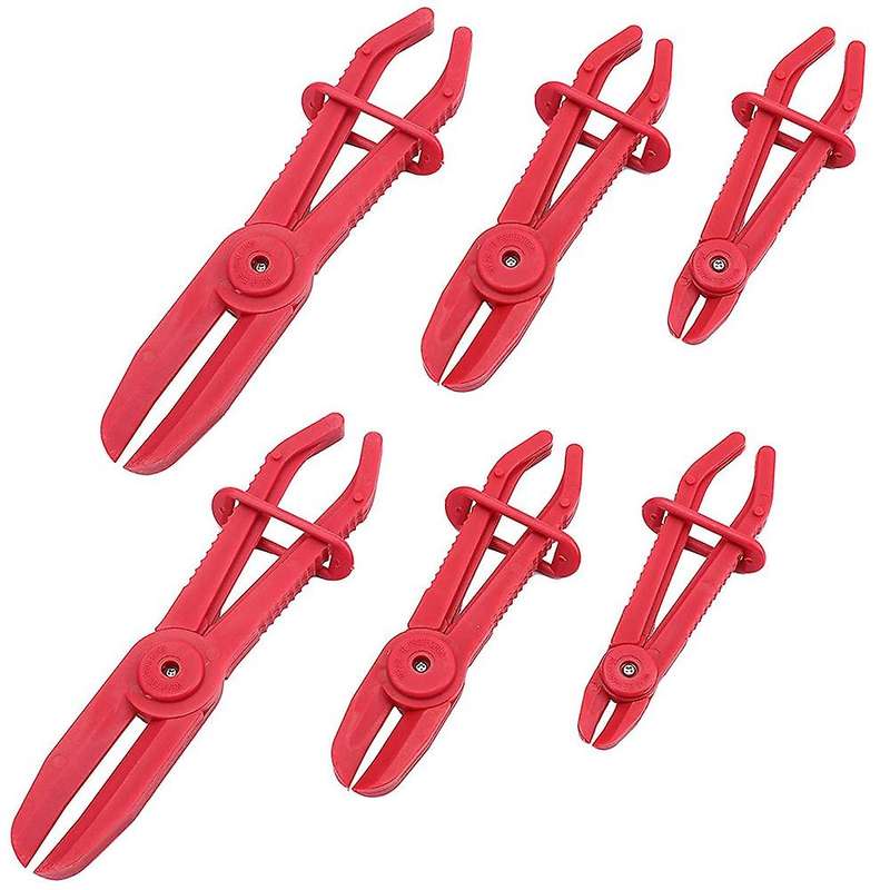 6 Pack Line Clamps Pinch Pliers for Brake Hoses, Radiator Hoses,red