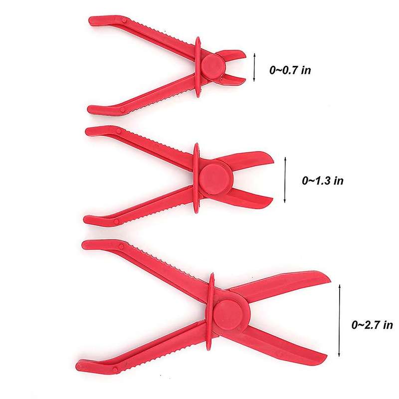 6 Pack Line Clamps Pinch Pliers for Brake Hoses, Radiator Hoses,red