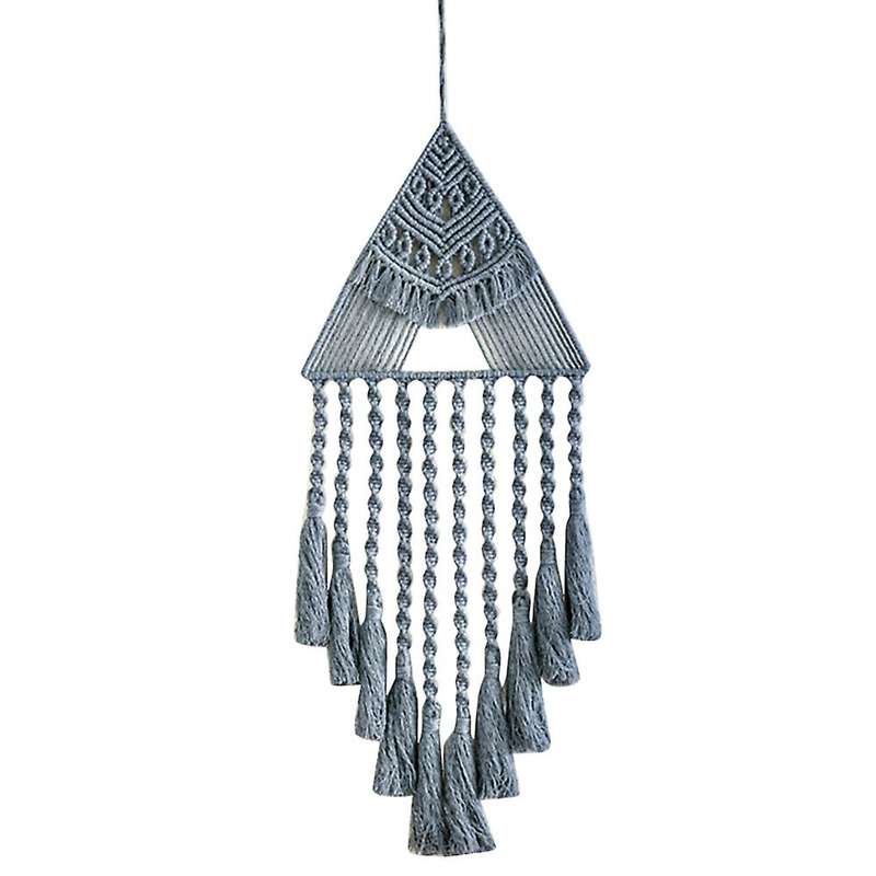 Boho Dream Catcher, Triangle Macrame Crochet Wall Hanging, Gray