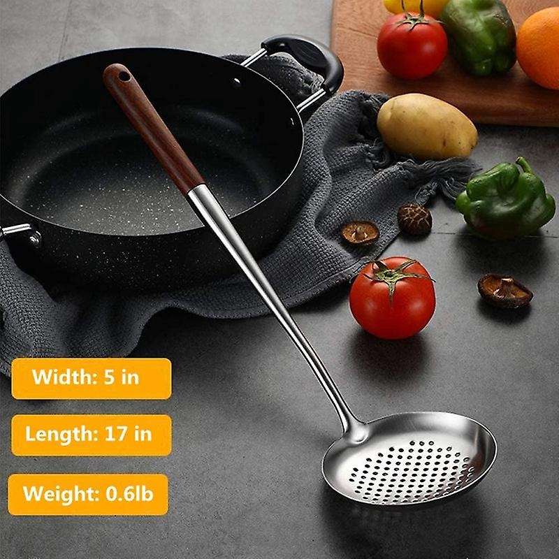 Wok Spatula and Ladle,skimmer Ladle Tool Set,17inches Spatula for Wok