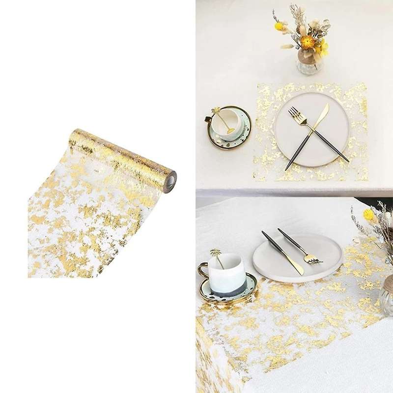 2pcs Table Runner, Sparkling Polyester Tulle Ribbon Roll
