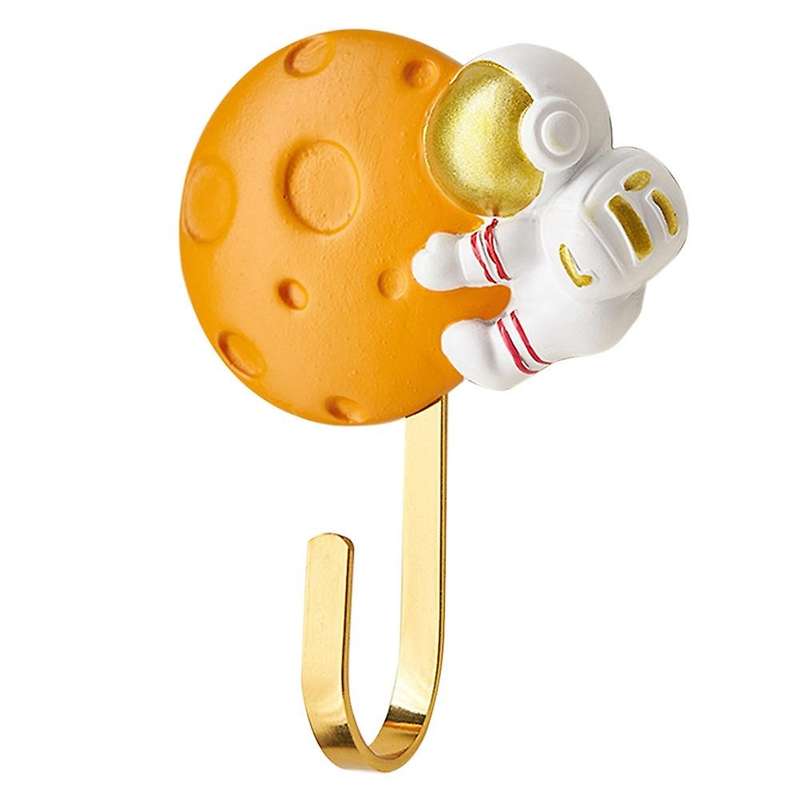 Cartoon Resin Astronaut Figurines Metal Wall Hooks Modern Home B