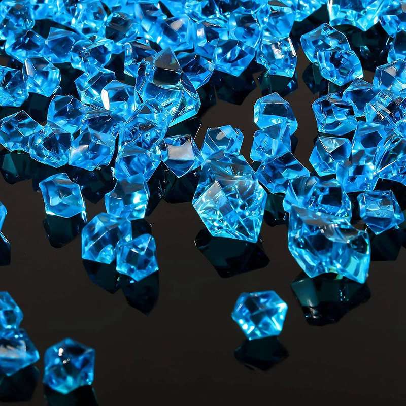 1.1lb/500g Fake Ice Square S Acrylic Stones Lake Blue 1 X 0.7 Inch