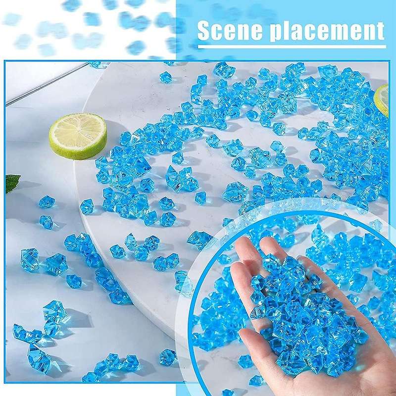 1.1lb/500g Fake Ice Square S Acrylic Stones Lake Blue 1 X 0.7 Inch