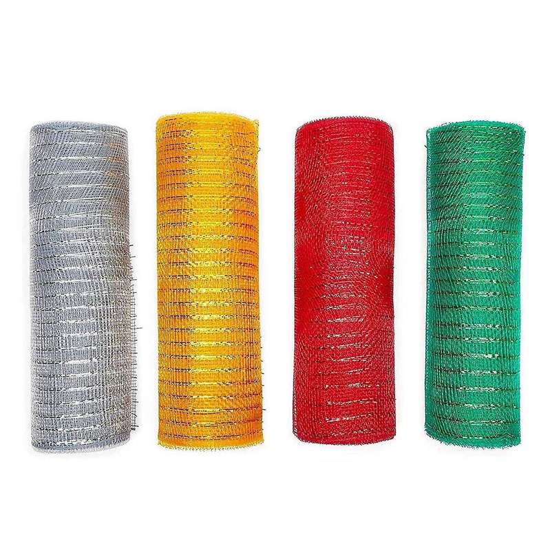 4 Rolls Of Christmas Wreath Door Decoration Net, About 26cmx91cm
